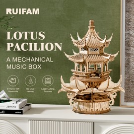 3D Puzzles for Adults, Wooden 3D Puzzle Model Lotus Pavilion Music Box Toys Building Kits, DIY Wood Crafts Cool Toy Hobbies for Men Women, Creative Assembly Gifts