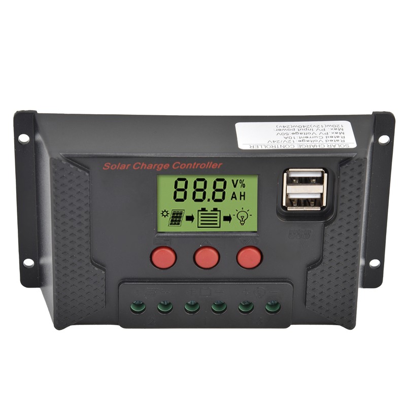 PWM LCD Solar Charge Controller 12V 24V 10A Battery Charge