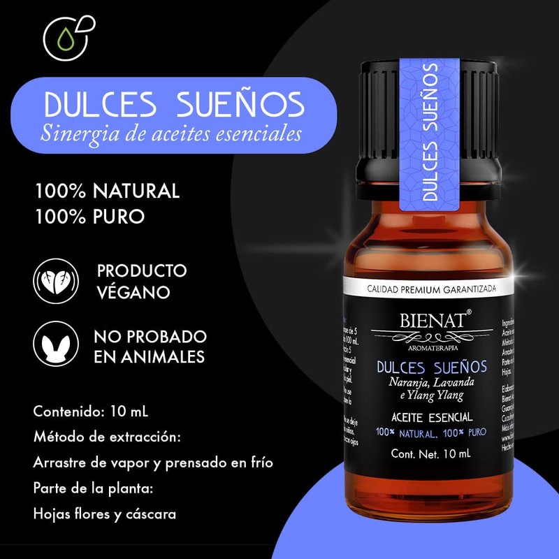 BIENAT AROMATERAPIA Aceite Esencial Dulces Sueños I (Lavanda, Naranja e