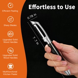 KULUNER 304 Stainless Steel Multi-Function Kitchen Peeler - With Solid Wood Handle, Sharp & Durable Blade, Effortlessly Peels Vegetables and Fruits, Essential Kitchen Tool