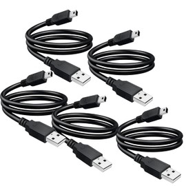 SaiTech IT 5 Pack USB 2.0 A to Mini 5 pin B Cable for External HDDS/Camera/Card Readers/MP3 Player-Black -35cm(1 feet)