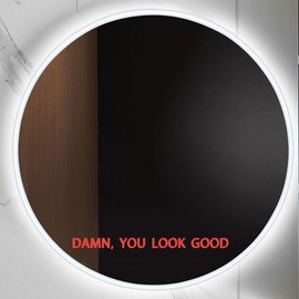 ZLKAPT You Look Good Mirror and Wall Affirmation Vinyl Decal -1x10Inches - Boho Wall Art Sticker for Self-Confidence and Fun Mirror Decor (Orange)