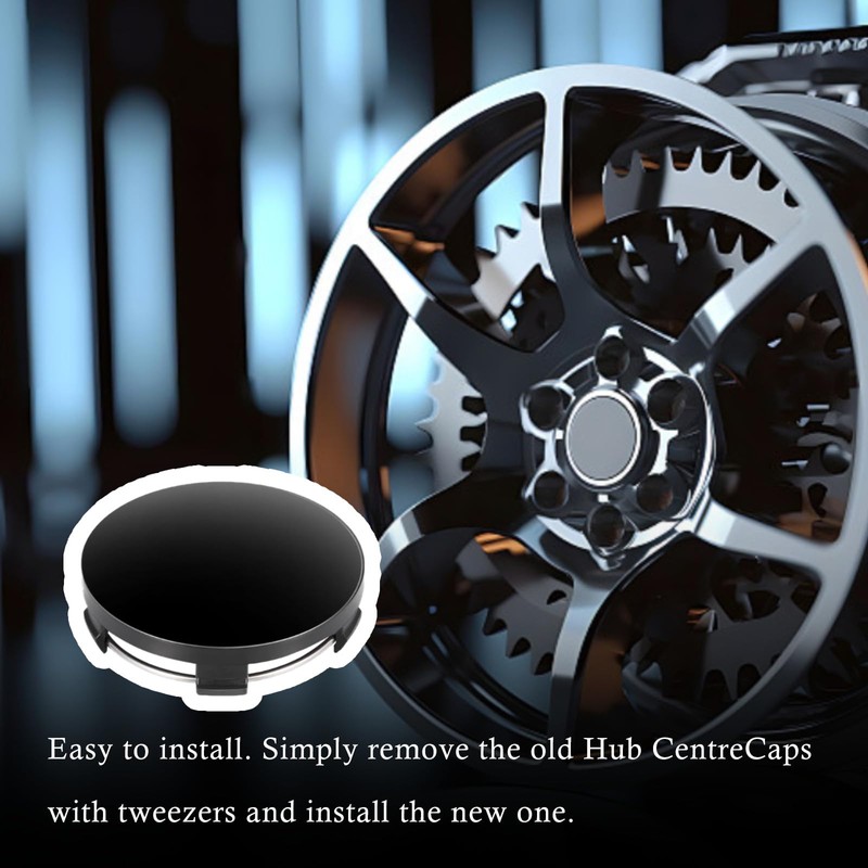 4Pcs Hub Centre Caps, 60mm Universal Black Alloy Wheel Hub