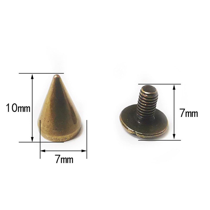 20 Sets Brass Cone Studs 7 x 10mm Punk Bullet