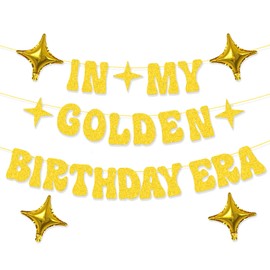 Golden Birthday Party Decoration In My Golden Birthday Era Banner Star Foil Balloons for Party Wedding Baby Showers Graduation Decoration