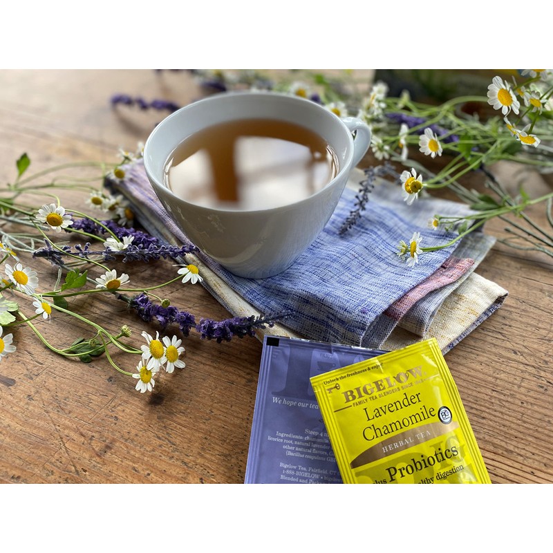 Bigelow Tea Lavender Chamomile Plus Probiotics Herbal Tea, Caffeine Free