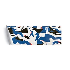 Way2Buy Vinyl Blue White Black Red Camouflage Geometric Vinyl Wrap Film Auto Sticker with Air Release Adhesive+ Free Tool Kit. (Sample 3IN x 5IN)