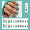24Pcs Press on Nails Long Coffin Fake Nails Lines False
