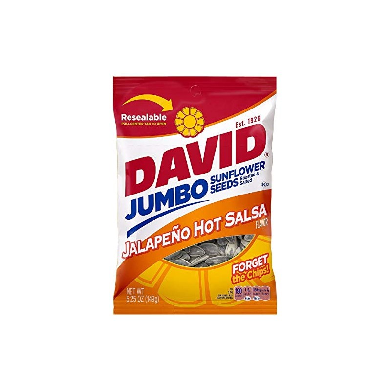 David Jumbo Sunflower Seeds Jalapeno Hot Salsa (Pack of 4)