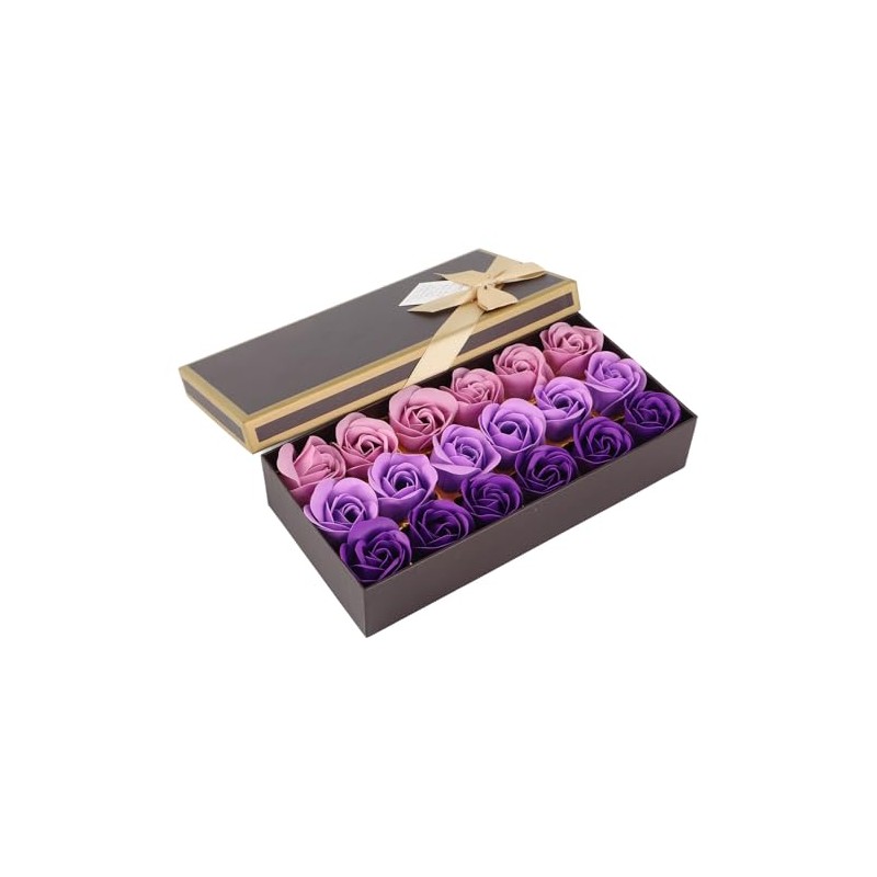 Jabón De Rosas Con Degradado Morado, Jabón Artesanal Caja De