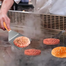 Espátula Acero Inoxidable Para Smash Burger Mango Madera Akstar