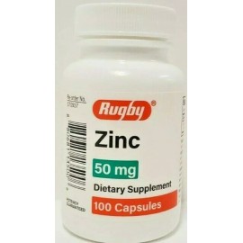Rugby Zinc 50 mg (Zinc Sulfate 220mg) 100 Capsules -3 Pack