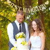 Just Married Banner Decorations Gold, Just Married Bunting Garland Glitter
