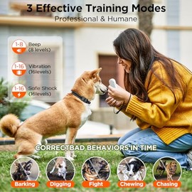 Dog Shock Collar, 3300ft Dog Training Collar with Remote, IPX7 Waterproof Rechargeable Sleek Modern Shock Collar for Small, Medium, Large Dogs with Beep, Vibration, Safety Shock, Light Mode, 8-120 lbs