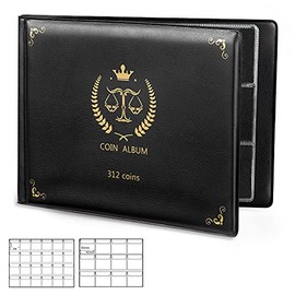 Coin Holders for Collectors, Coin Collection Book to Hold 312 Coins, 2 Size Coin Pockets in Coin Supplies to Storage All Kinds Souvenir (Libra)