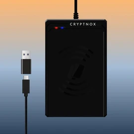 Cryptnox Contactless Smart Card Reader – ISO 14443 & Mifare® Compliant | USB Type-C and Type-A Connectivity | Secure Authentication for E-Payments, E-Commerce, Access Control & More