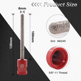 FOCSTOL Diamond Mortar Raking Bit - 5/16''x4''(8x100mm) Diamond Mortar Router for Mortar Raking Tuck Pointing Masonry Stone Brick Removal 5/8''-11 Thread