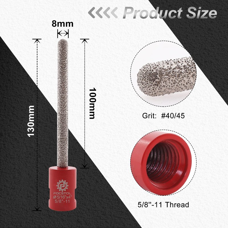 FOCSTOL Diamond Mortar Raking Bit - 5/16''x4''(8x100mm) Diamond Mortar Router