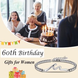 OAVOOK 60th Birthday Gifts for Women Wave Bracelet 60 Years Old Birthday Jewelry for Mom, Grandma, Wife, Mother-In-Law