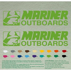 Pair 12" Mariner Compatible Replacement Decals Vinyl Stickers * Lime Green* Vinyl Stickers Boat Outboard Motor Set of 2