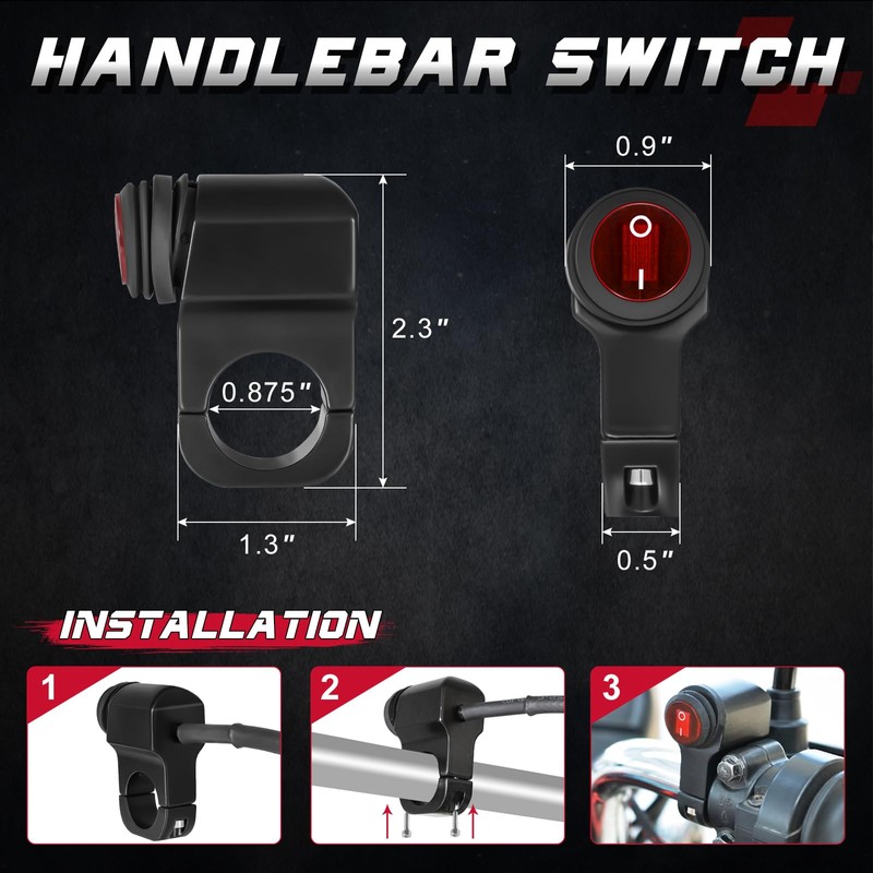 OFFROADTOWN 2 Leads LED Light Bars Wiring Harness Kit w/Motorcycle