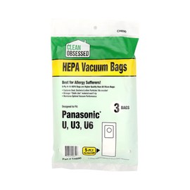 Clean Obsessed H-10 HEPA Bags Fits Panasonic U, U3, U6-3 Cloth-Like HEPA Bags Per Package