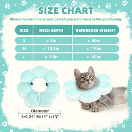 PUPTECK Cat Cone Collar Soft, Adjustable Protective Recovery Flower Collar Alternative, Comfortable Elizabethan Cat Collar Lightweight Stop Licking Neck Cone for Cats After Surgery, Blue, M