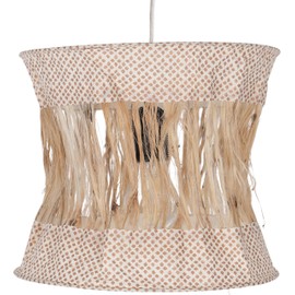 GURU SHOP Lokta Round Boho Paper Pendant Lampshade, Annapurna, Handmade Paper - Beige, Cream-White, Lokta Paper, 25 x 28 x 28 cm, Asian Paper & Fabric Lampshades