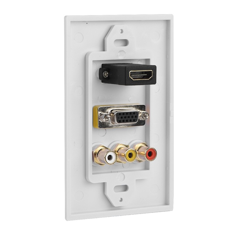 3 in 1 HDMI VGA RCA Ports Multimedia Panel Multi