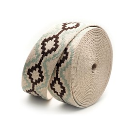 CRAFTMEMORE 1.5 Inches Bohemian Style Cotton Poly Webbing Strap, Strong Webbing for Arts, Crafts, Bag Strap (5 Yards, Style 04)