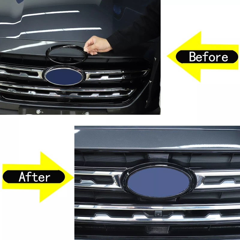 car-attention Gloss Black Front Rear Emblem Badge Logo Trim 2PCS
