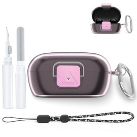 New Bose QuietComfort Earbuds, One Piece TPU Case Cover with Cleaning Pen, Lanyard & Key Chain, Shock/Scratch Protection, Precise Cutouts (Transparent Pink)