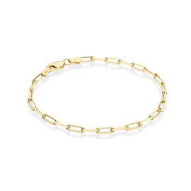 Miabella 18K Gold Plated 925 Sterling Silver Italian 3mm Paperclip Link Chain Bracelet for Women Men, Made in Italy (Length 7 Inches)
