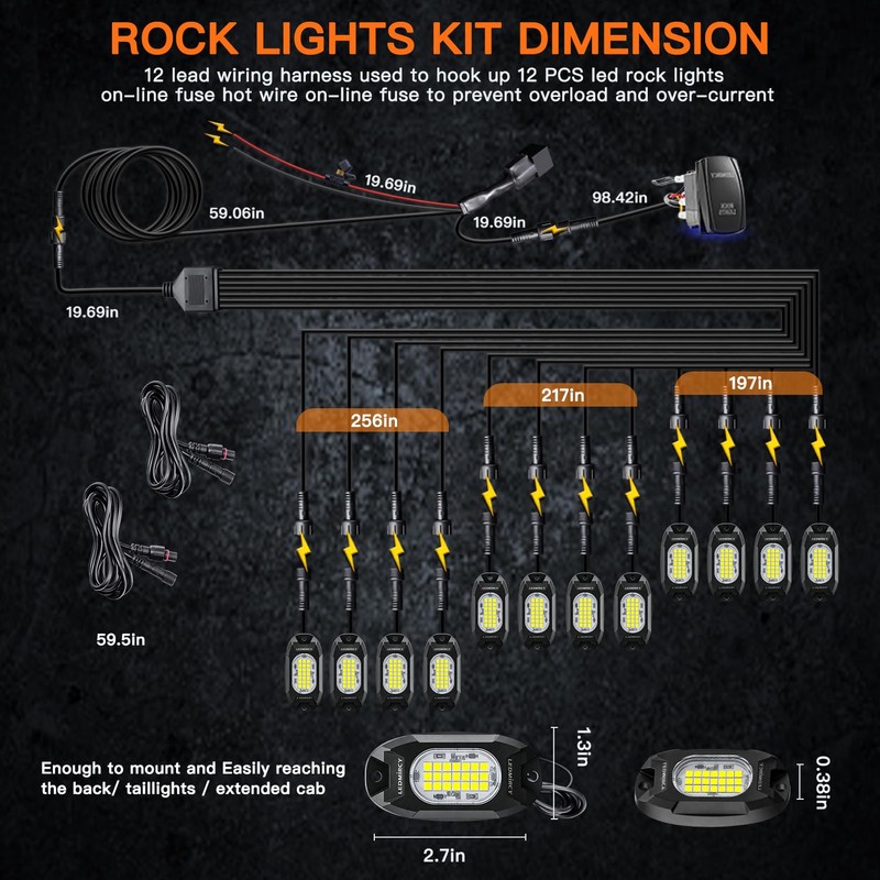 White Rock Lights,LEDMIRCY R6 LED Pure White Rock Lights 12PCS