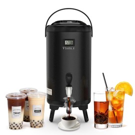 Commercial 2-Gallon Beverage Dispenser with Temperature Display, Black