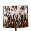 Benjara Fabric Wrapped Table Lamp with Striped Animal Print, Brown,
