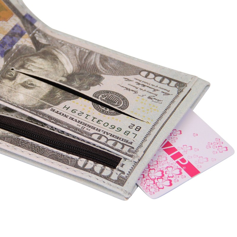 LUI SUI Men Us Dollar Bill Wallet Billfold Leather Credit