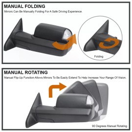 Lado izquierdo del conductor se adapta a 2019-2022 Ram 2500 3500 Power Heated Towing Mirror + Charco