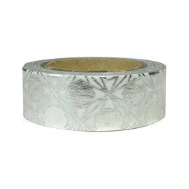 Wrapables Colorful Washi Masking Tape, Metallic Silver Stars and Polygon