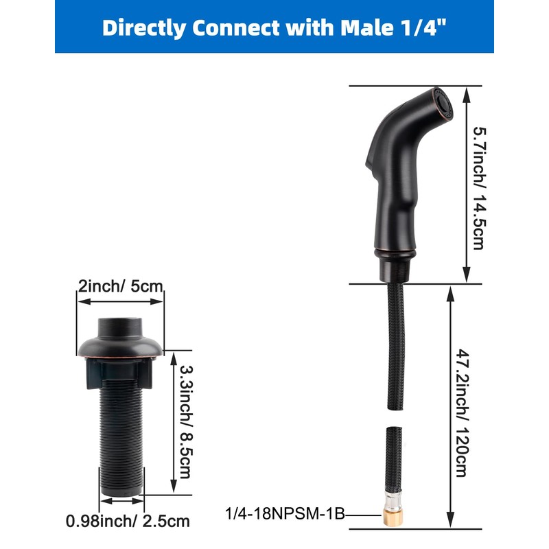 Hygie Rinse Universal Kitchen Sink Faucet Sprayer Head Attachment Compatible