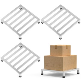 lehorra Dunnage Rack 17.7" L x17.7 W x3.9 H,3 Pack Stainless Steel Dunnage Rack 1000+ Pound Capacity,Assembly-Free Commercial Food Floor Stand for Storage in Restaurants Kitchens Shop Garages