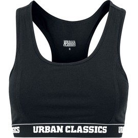 Urban Classic Women's Ladies Logo Bra Sports Tank Top, (Black 7), XL