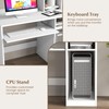 Tangkula White Desk with Hutch &Charging Station, Home Office Desk