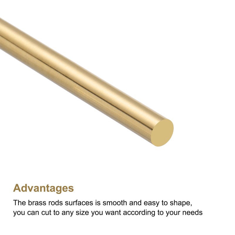 sourcing map Brass Rod,Brass Solid Round Rod 1.5mm/0.06inch Diameter 200mm