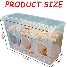 MdakeGo Automatic Pigeon Bird Feeder,1 Pack Quail Feeder Water, Plastic Slot Feeder for Cage, No Mess Hanging Parrot Feeder, Cage Accessories for Parakeet Quail Bird Chicken (3 Hole - Iron Wire)