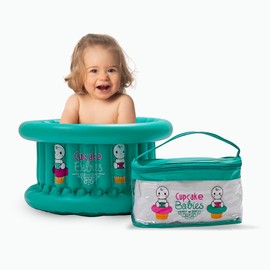 CUPCAKE BABIES Bañera para Bebe Inflable con Bolso de Viaje Turquesa | Ideal para Recién Nacidos hasta 12 Meses | Uso en Baño o Alberca para Bebe | Práctica y Segura | Artículos para Bebe