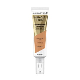 Max Factor Miracle Pure Skin Improving Foundation Colour 80 Bronze, Skin Enhancing Makeup with SPF 30, 30 ml