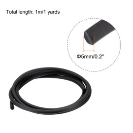 MECCANIXITY Rubber Cord 1 Yards 5mm Dia Matte Black Solid Tubing for DIY Craft Beading Necklaces Bracelet