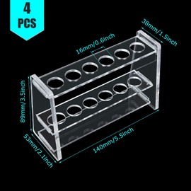 SENENQU 4 Pack Acrylic Test Tube Rack for 16mm Tubes, 6 Sockets Clear Test Tube Stand, Centrifuge Tube Display Holder for 10ml Test Tube Laboratory Industry Supplies - 14 x 5 x 9cm