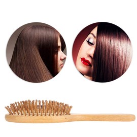 Anti-static Massage Comb, Wooden Hairbrush Bamboo Bristle Curly Air Cushion Comb Scalp Massage Comb Solid Wood Handle Comb for Detangling Thick Thin Fine Straight Hair